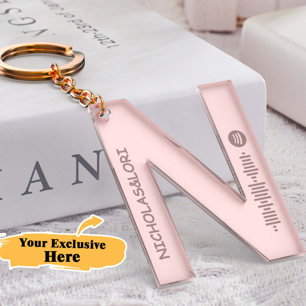 Custom Engraved Alphabet Spotify Code Keychain Custom Scannable Engraved Custom Music Song Keychain Gifts For Him - soufeeluk