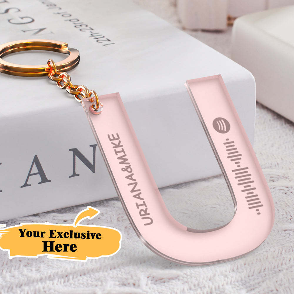 Custom Engraved Alphabet Spotify Code Keychain Custom Scannable Engraved Custom Music Song Keychain Gifts For Him - soufeeluk