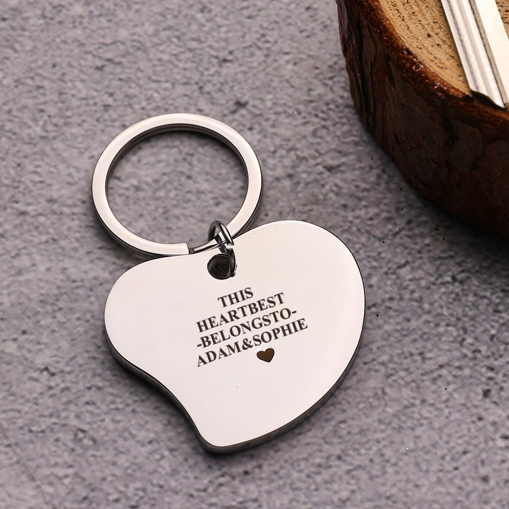 Custom Engraving This Heart Shaped Keychain Luxurious Thick Solid Heart Shaped Keychain For Friends
