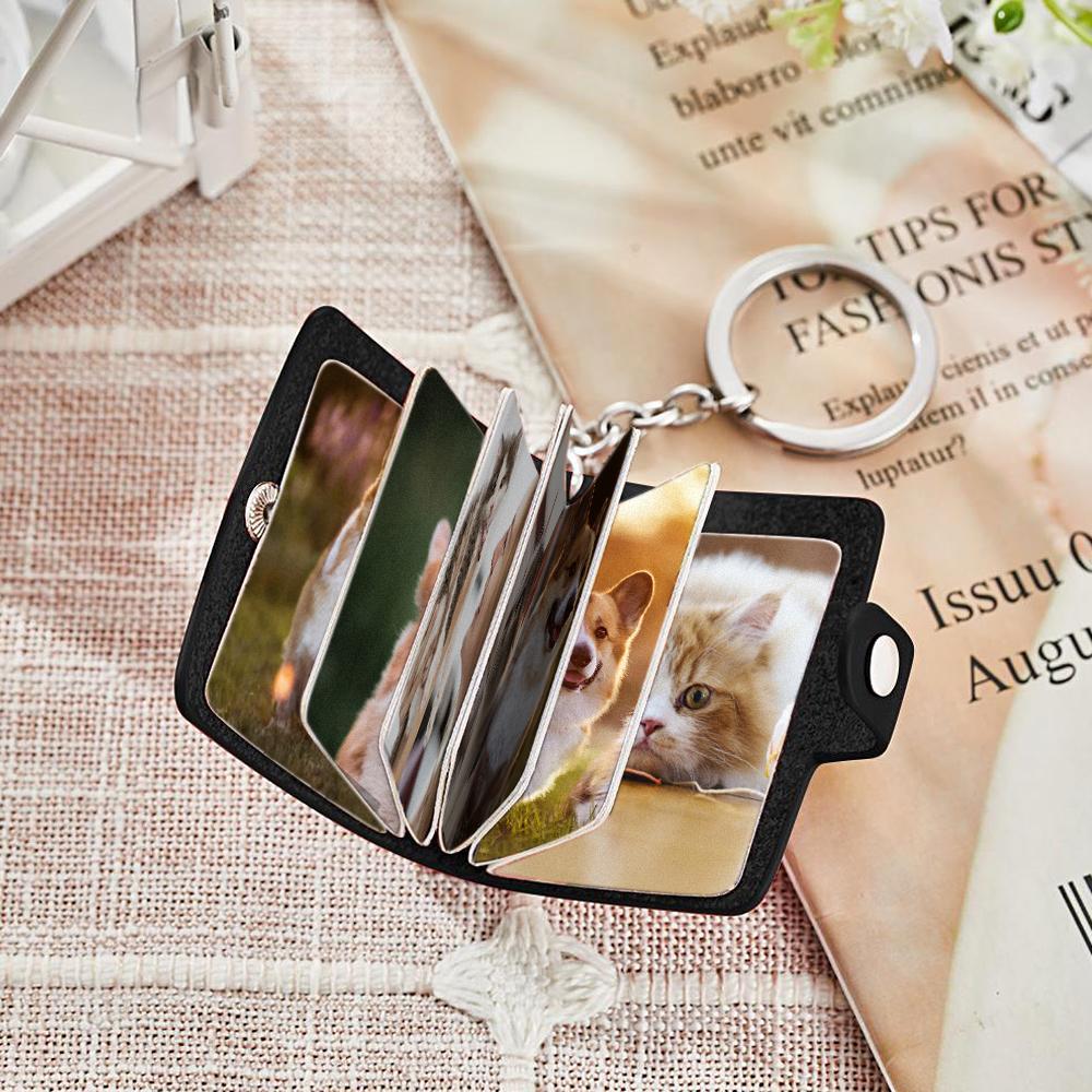 Custom Photo Album Keychain Custom Photo Leather Keychain Love My Pets - soufeeluk