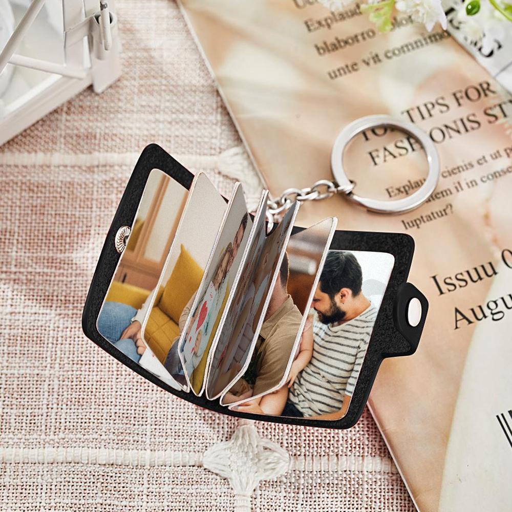 Custom Photo Album Keychain Custom Photo Leather Keychain Father's Day Gifts - soufeeluk