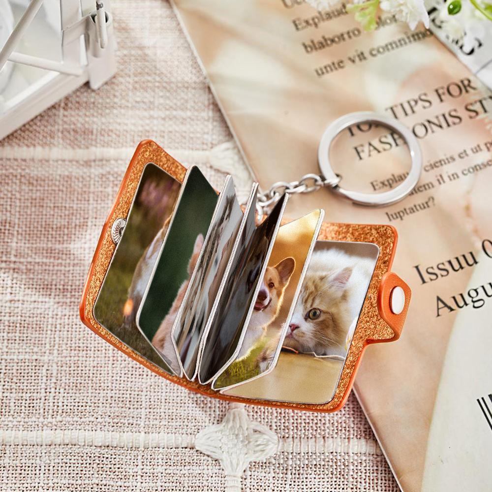 Custom Photo Album Keychain Custom Photo Leather Keychain Love My Pets - soufeeluk