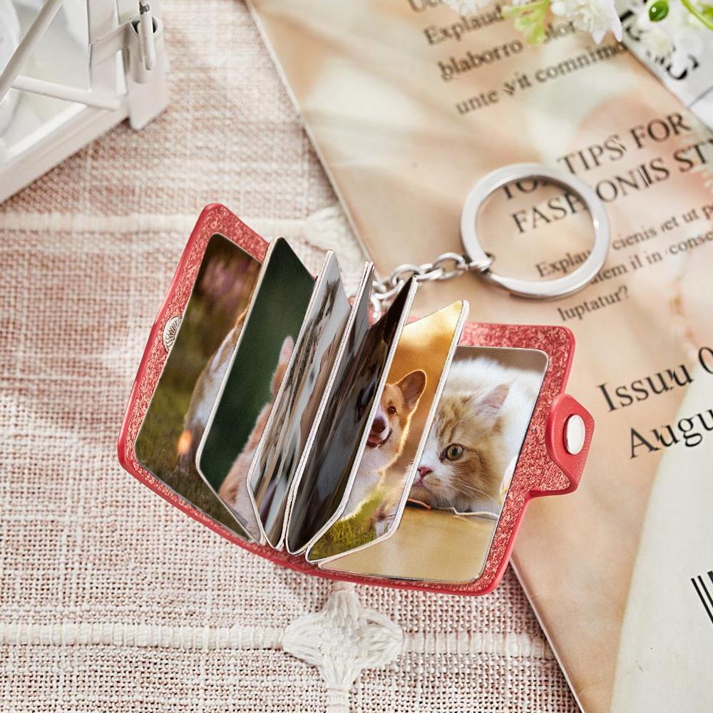 Custom Photo Album Keychain Custom Photo Leather Keychain Love My Pets - soufeeluk