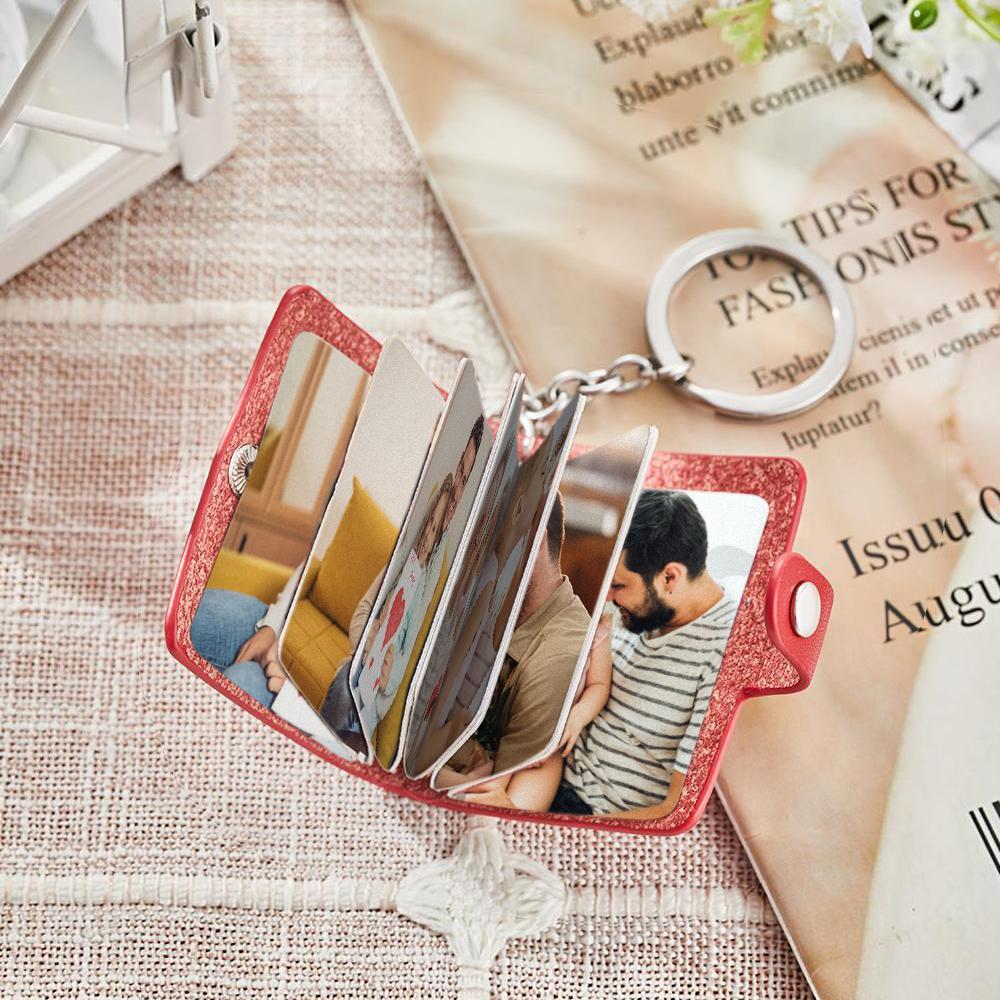 Custom Photo Album Keychain Custom Photo Leather Keychain Father's Day Gifts - soufeeluk