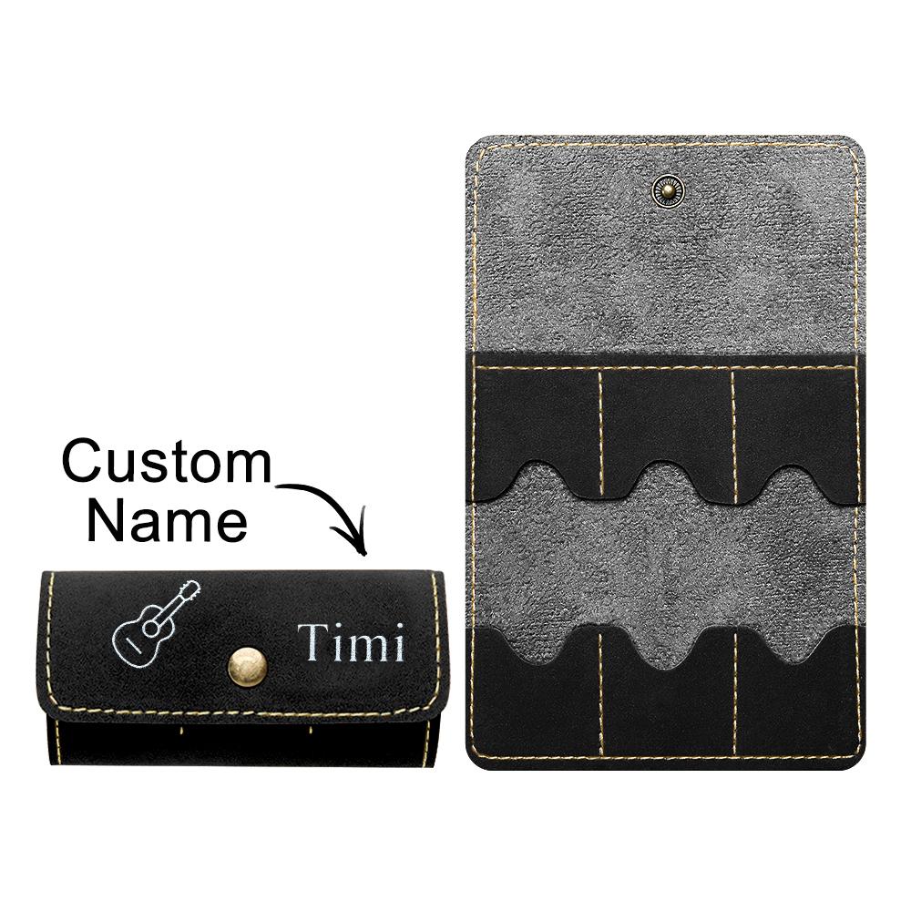 Custom Engraved Guitar Pick Holder Leather Storage Bag Gift for Guitarist - soufeeluk