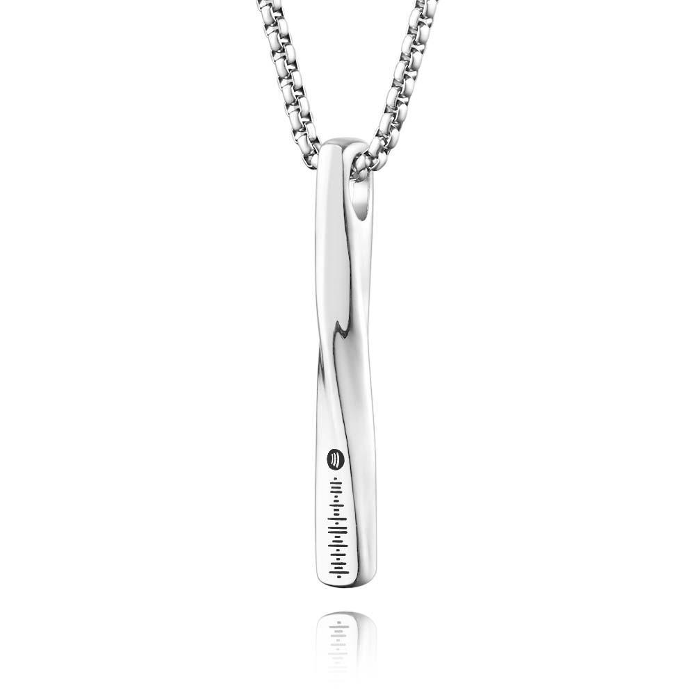 Scannable Spotify Code Twisted Bar Necklace Custom Jewellery Gifts For Her - soufeeluk