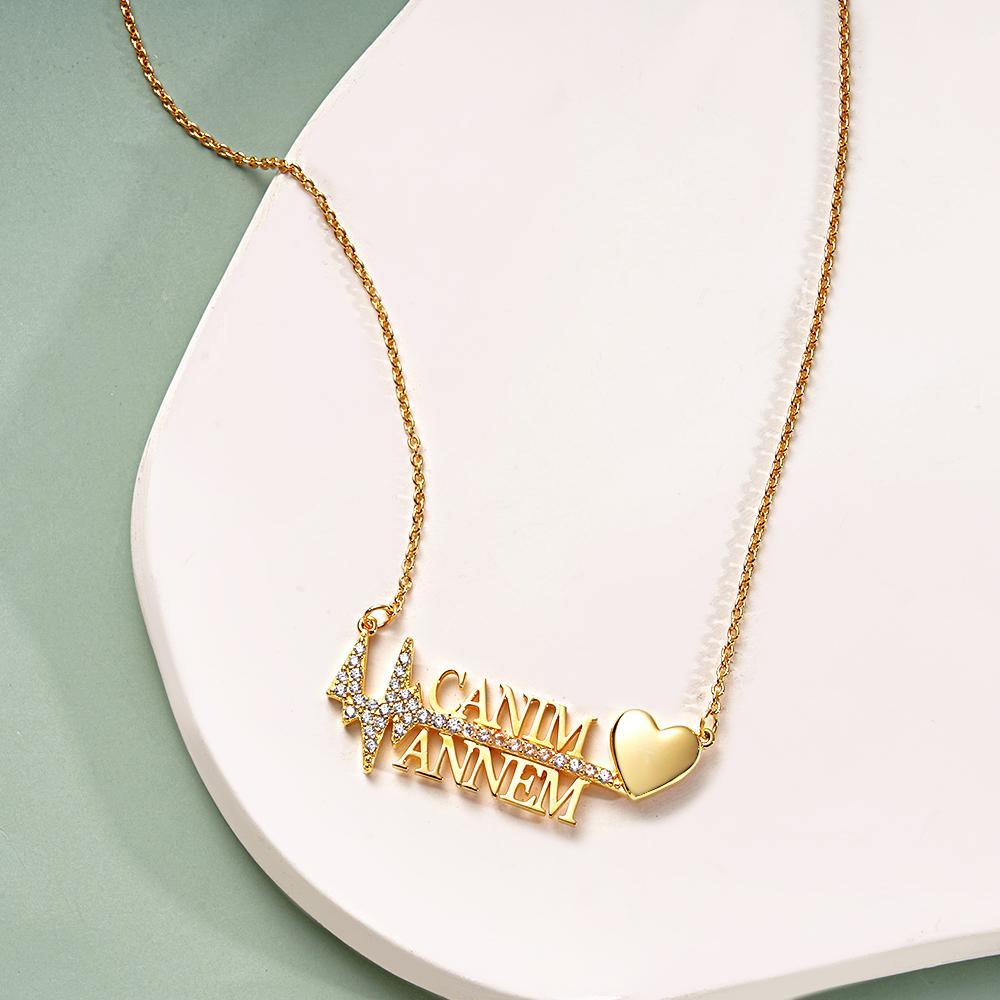 Personalised Heartbeat Name Necklace Creative Love Pendant Jewellery Gifts for Her - soufeeluk