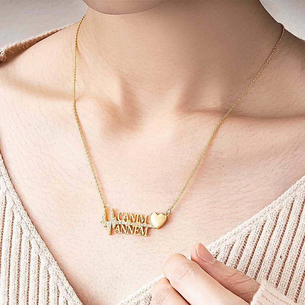 Personalised Heartbeat Name Necklace Creative Love Pendant Jewellery Gifts for Her - soufeeluk