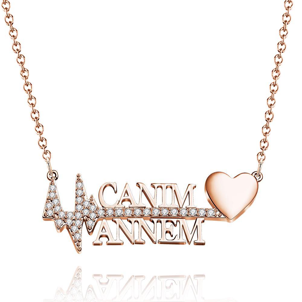 Personalised Heartbeat Name Necklace Creative Love Pendant Jewellery Gifts for Her - soufeeluk
