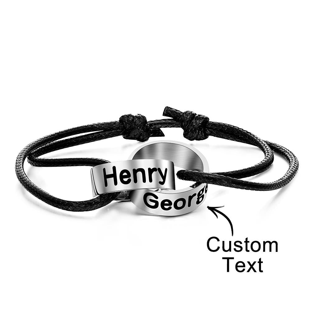Custom Intwine Name Beads Bracelet Two Name Love Gift for Boyfriend - soufeeluk