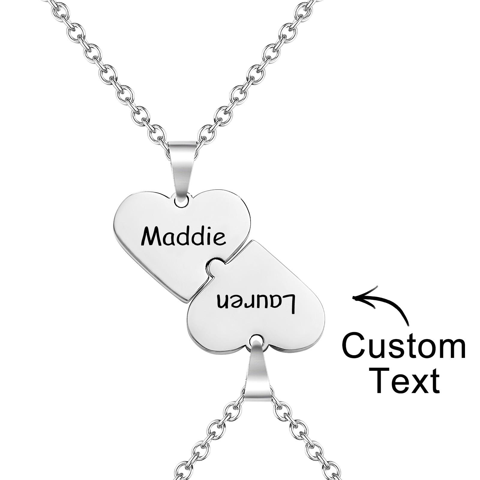 Engraved Heart Puzzle Necklace Pendant Trend Jewellery For Couples - soufeeluk