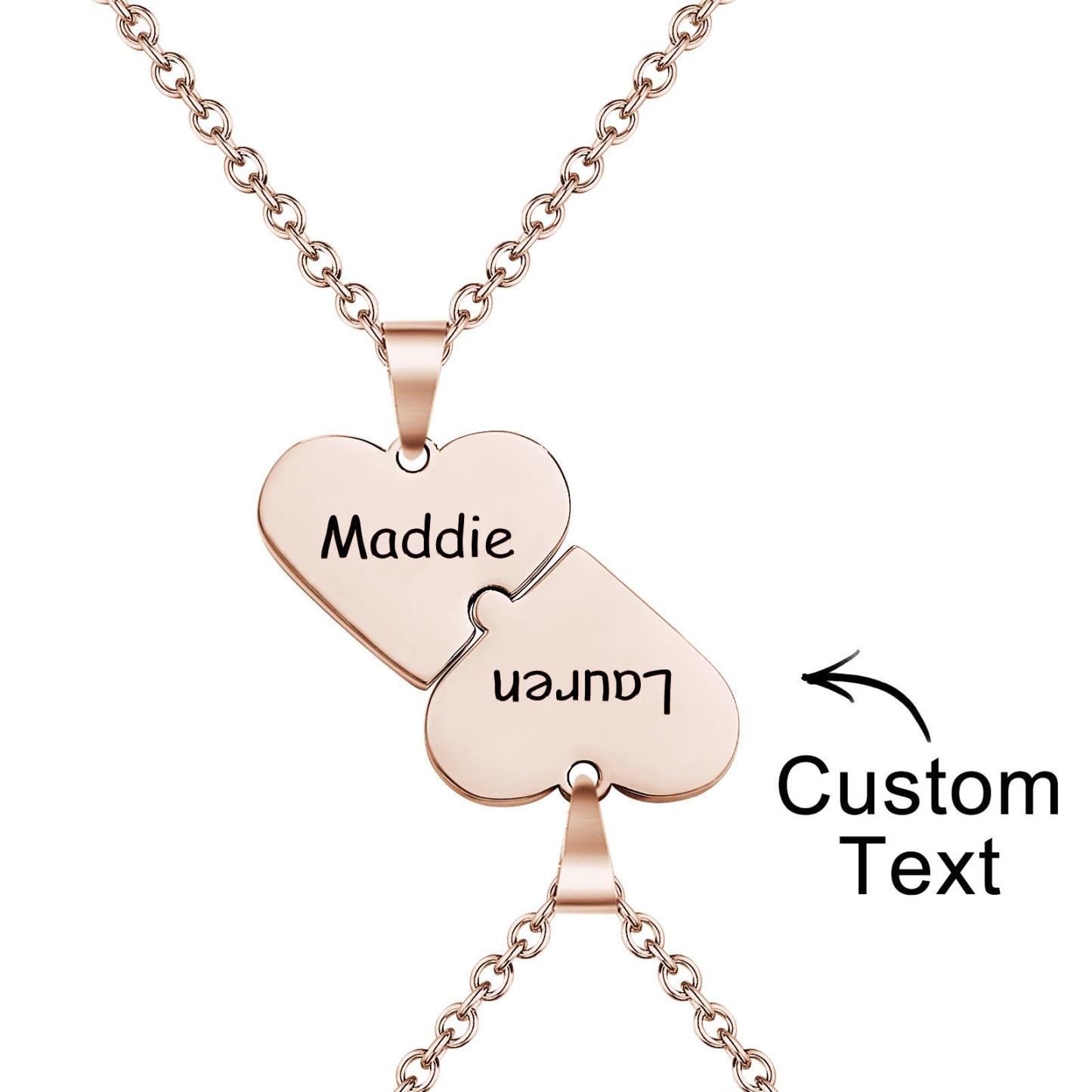 Engraved Heart Puzzle Necklace Pendant Trend Jewellery For Couples - soufeeluk