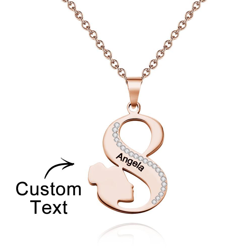 Engraved Women S Line Rhinestones Necklace Elegant Pendant Jewellery For Her - soufeeluk