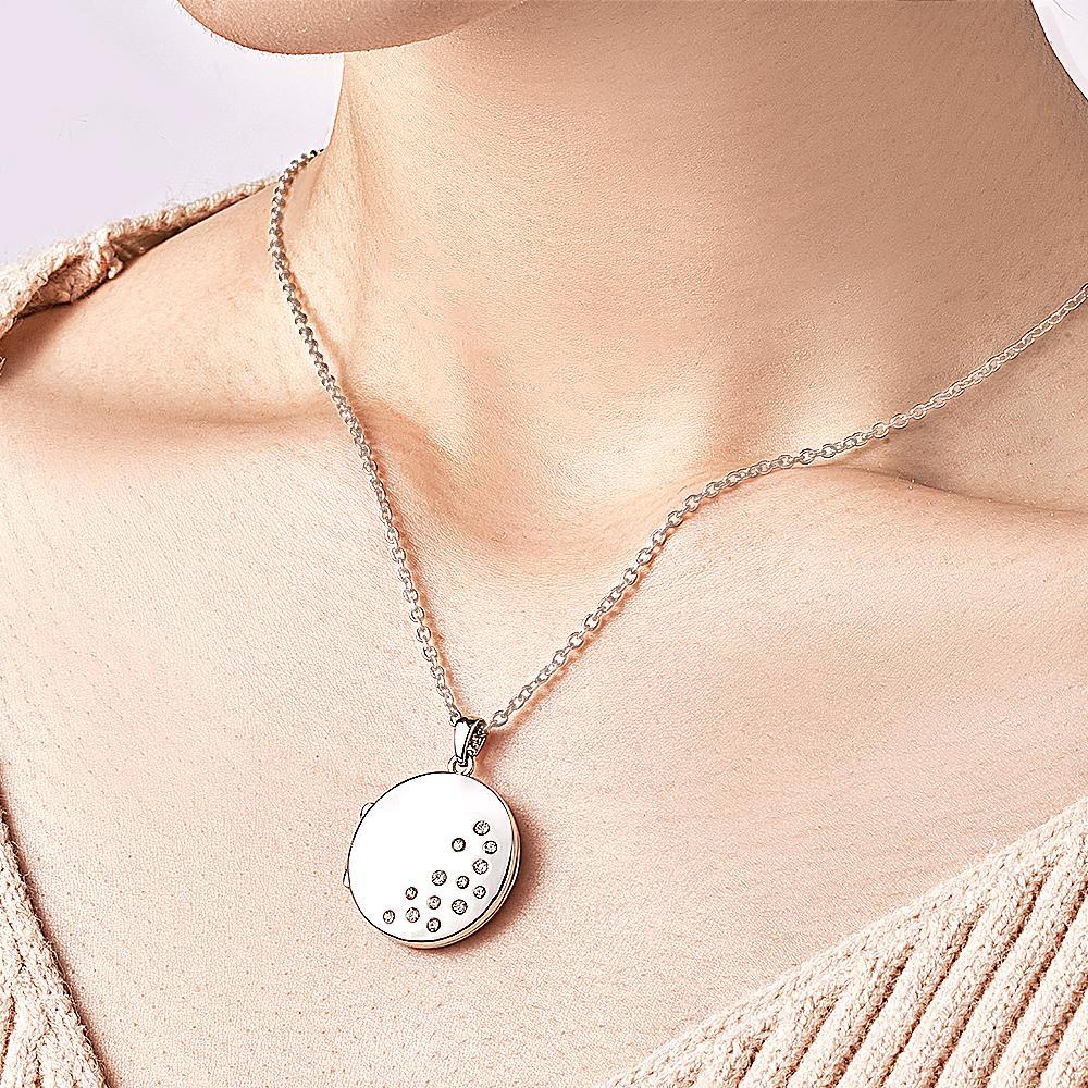 Custom Photo Engraved Necklace Round Locket Custom Unique Page Gifts - soufeeluk