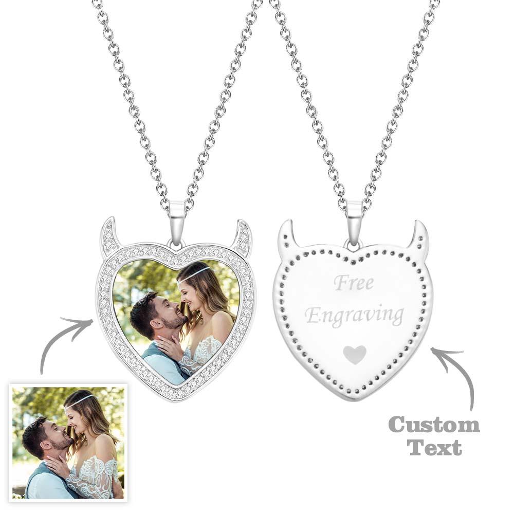 Custom Photo Engraved Necklace Cute Demon Pet Gifts - soufeeluk