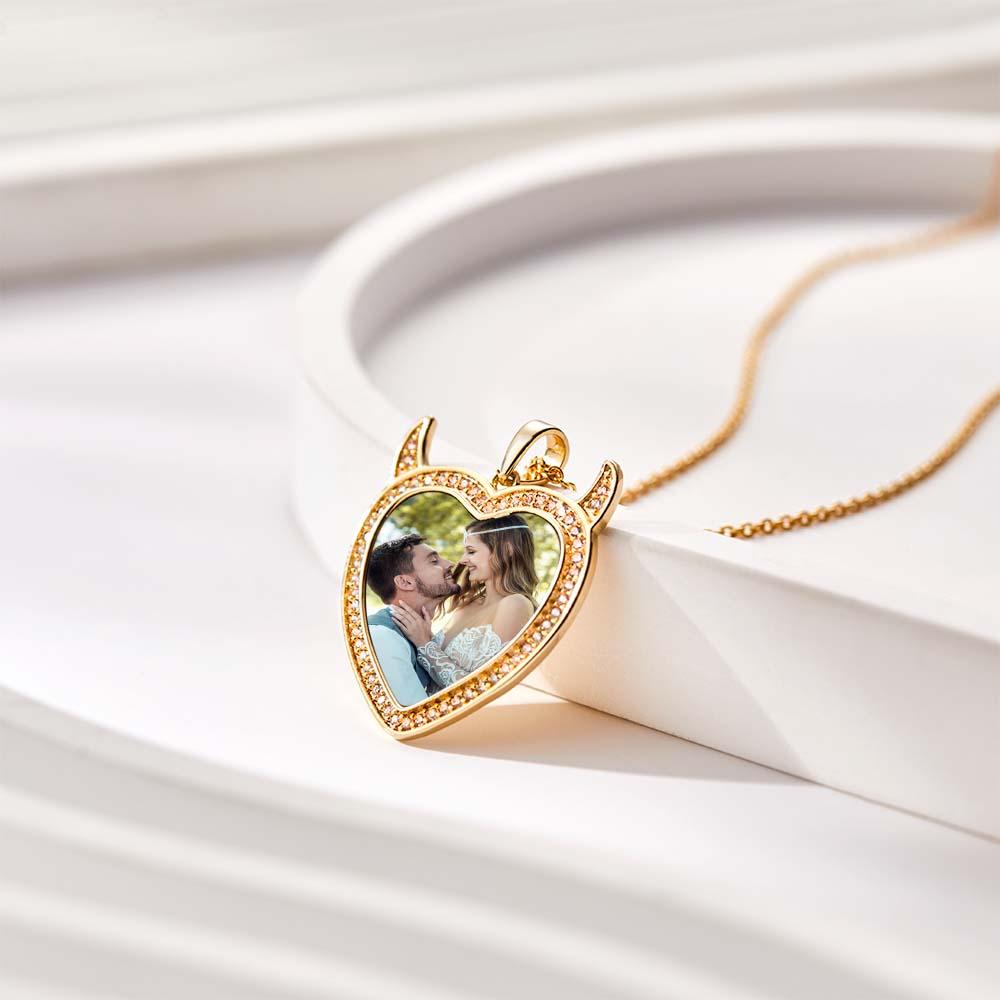 Custom Photo Engraved Necklace Cute Demon Pet Gifts - soufeeluk