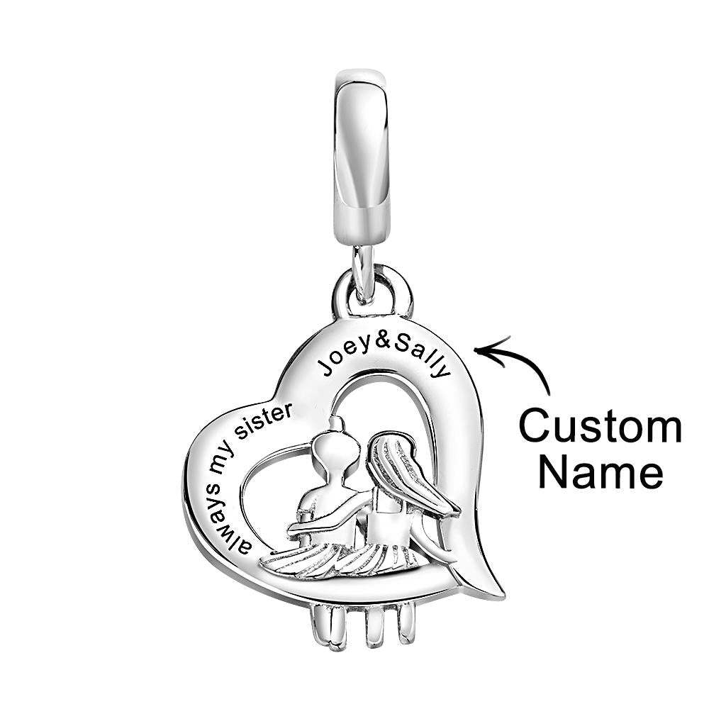 Custom Engraved Charm Mini Sister of Love Heart Pendant Gifts