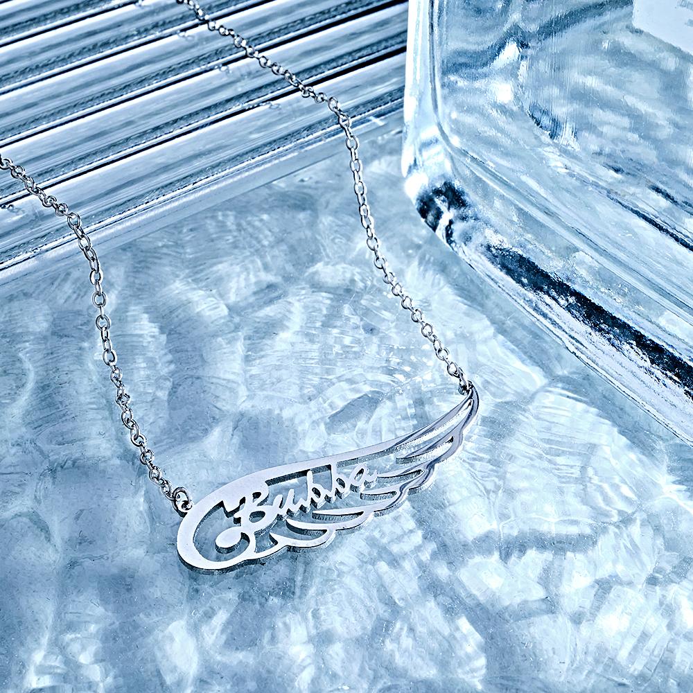 Angel Wing Name Necklace Custom Letter Fashion Pendant For Her - soufeeluk