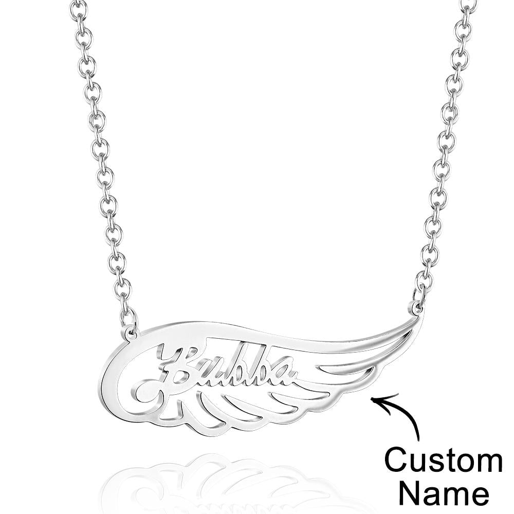 Angel Wing Name Necklace Custom Letter Fashion Pendant For Her - soufeeluk
