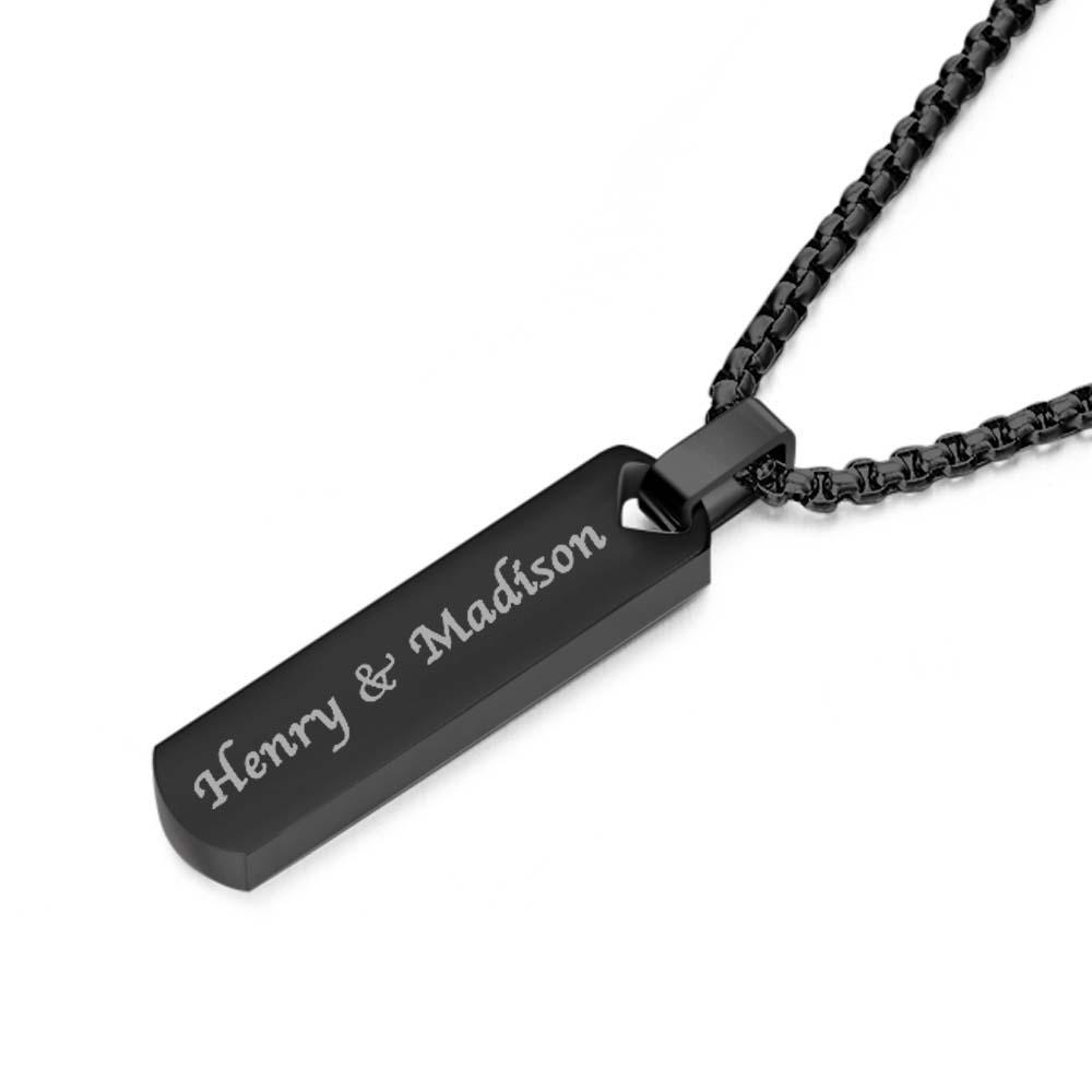 Personalised Bar Necklace for Men Double-sided Stunning and Dainty gift for Christmas Valentines Day Fathers Day Birthday Anniversary Wedding - soufeeluk
