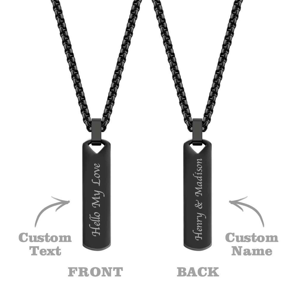 Personalised Bar Necklace for Men Double-sided Stunning and Dainty gift for Christmas Valentines Day Fathers Day Birthday Anniversary Wedding - soufeeluk