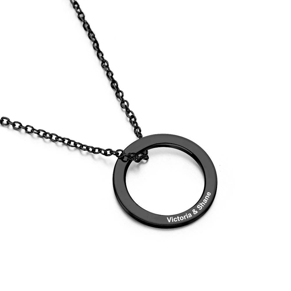 Personalised Leather Chain Necklace with Stainless Steel Circle Pendant - soufeeluk