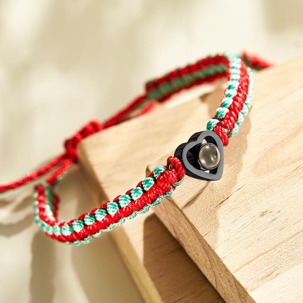 Custom Projection Photo Bracelet Weave Heart-shaped Commemorate Gifts - soufeeluk