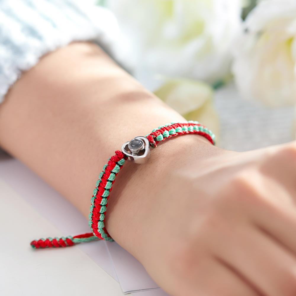 Custom Projection Photo Bracelet Weave Heart-shaped Commemorate Gifts - soufeeluk