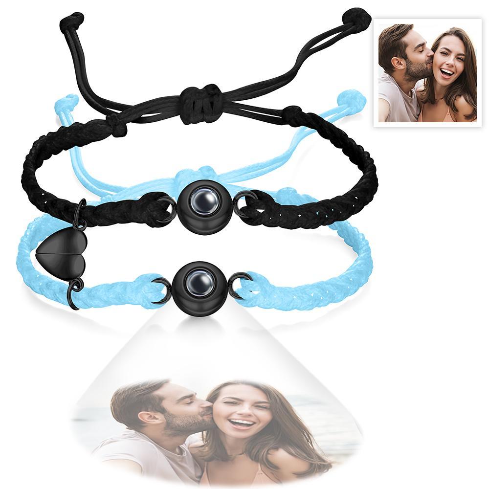 Custom Photo Projection Bracelet Woven Magnetic Bracelet Anniversary Gift - soufeeluk