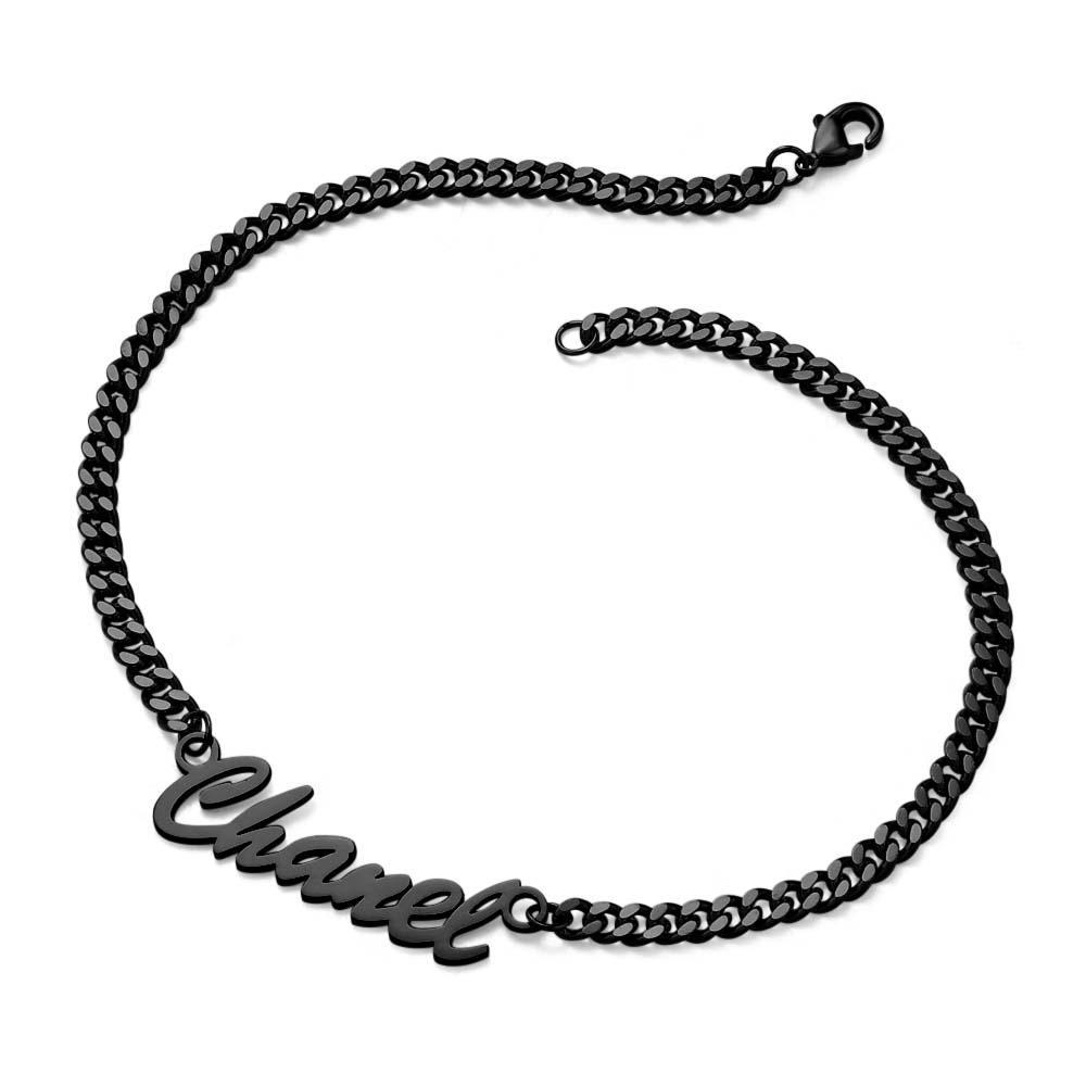 Thick Name Bracelet Personalised Your Name for Men Boys Women Heavy Curb Chain - soufeeluk