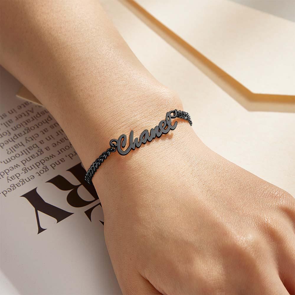 Thick Name Bracelet Personalised Your Name for Men Boys Women Heavy Curb Chain - soufeeluk