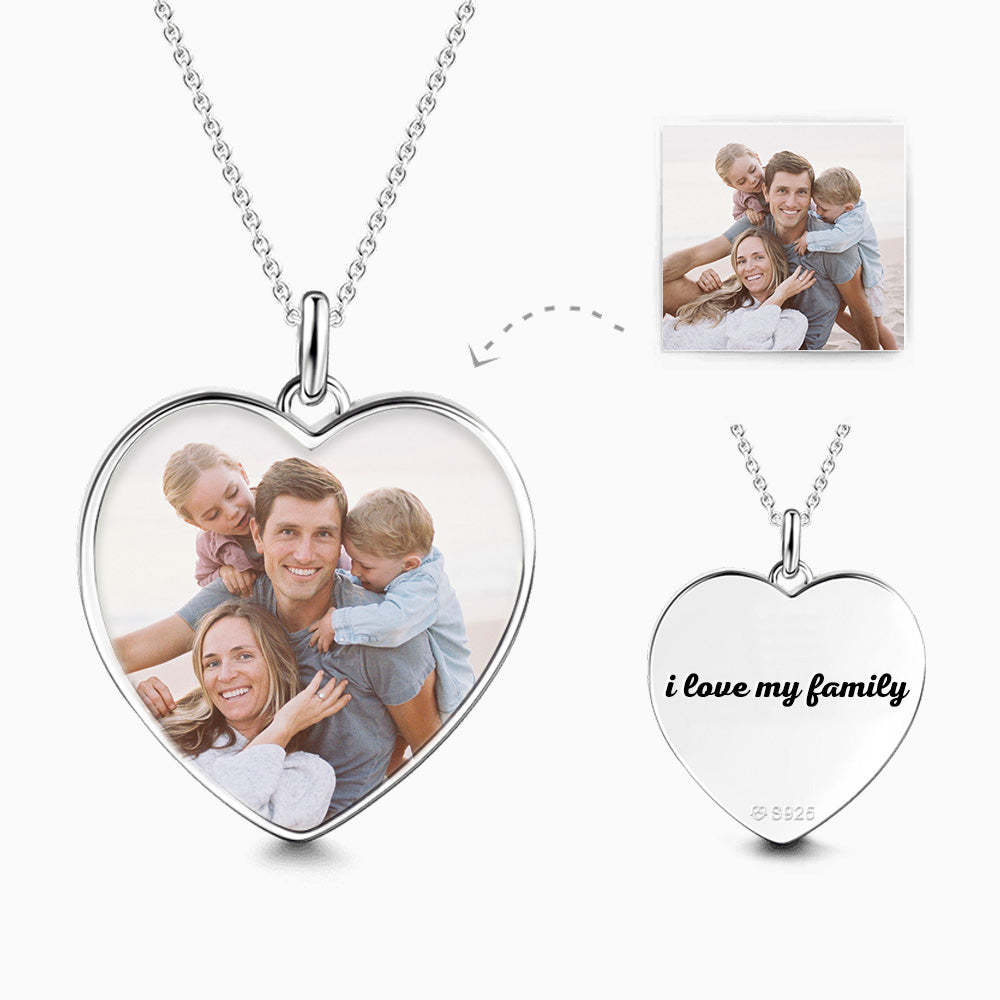 Engraved Heart Photo Necklace