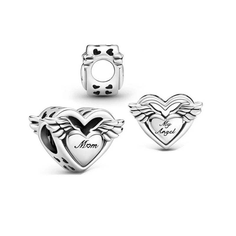Mom Angel Wings Elegant Heart Charm Mother's Day Gifts - soufeeluk