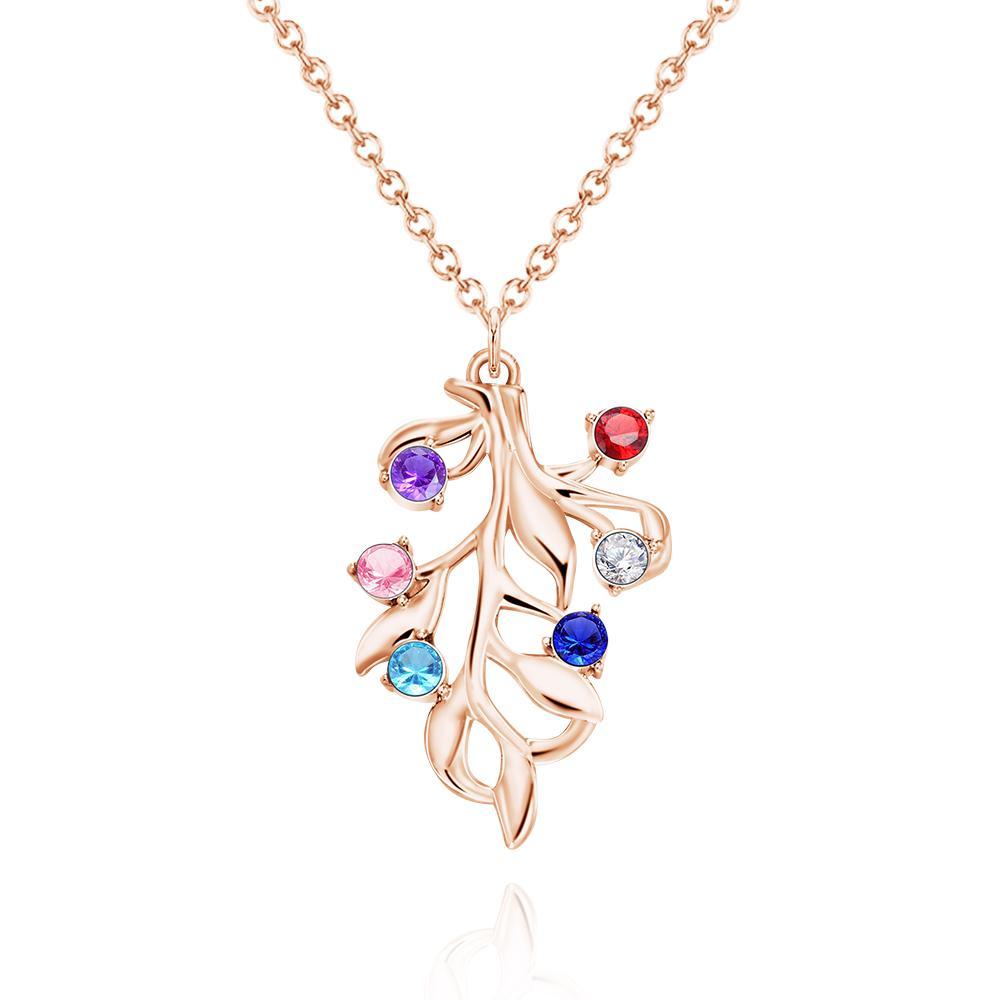 Custom Birthstone Necklace Diamond Tree Commemorate Gifts - soufeeluk