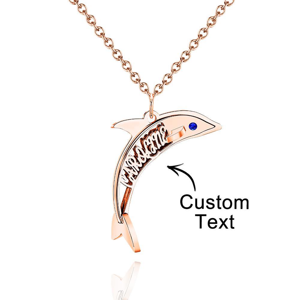 "Eye of the Dolphin" Personalised Birthstone Necklace Personalised Name Necklace for Valentine's Day - soufeeluk