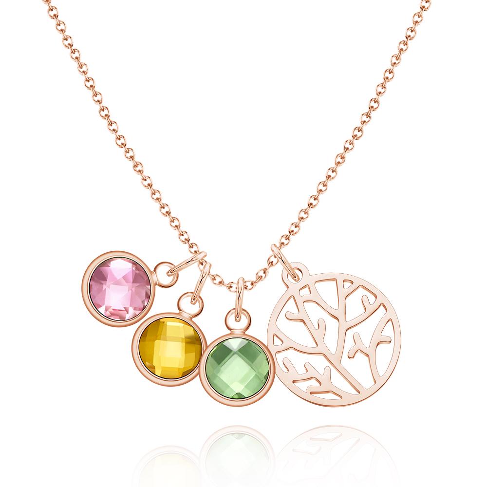 Custom Birthstone Necklace Family Tree Creative Gifts - soufeeluk
