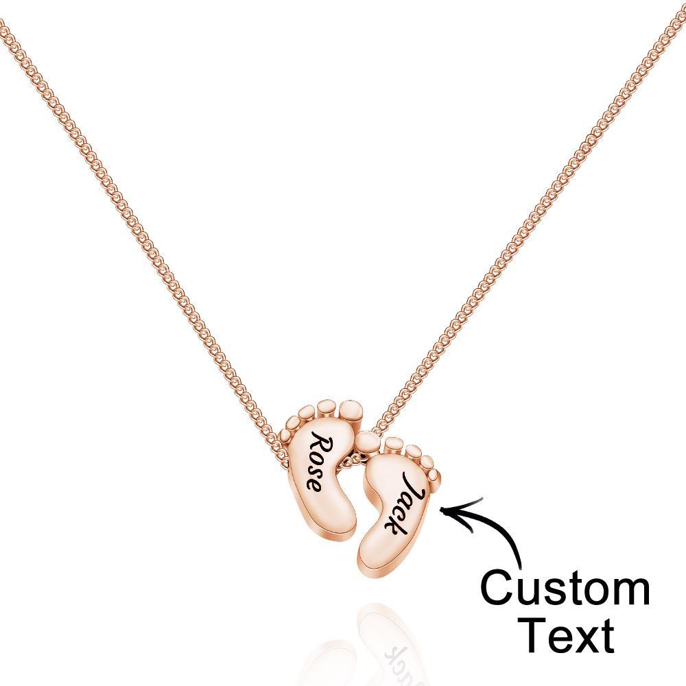 Custom Engraved Necklace Footprint Commemorate Gifts - soufeeluk