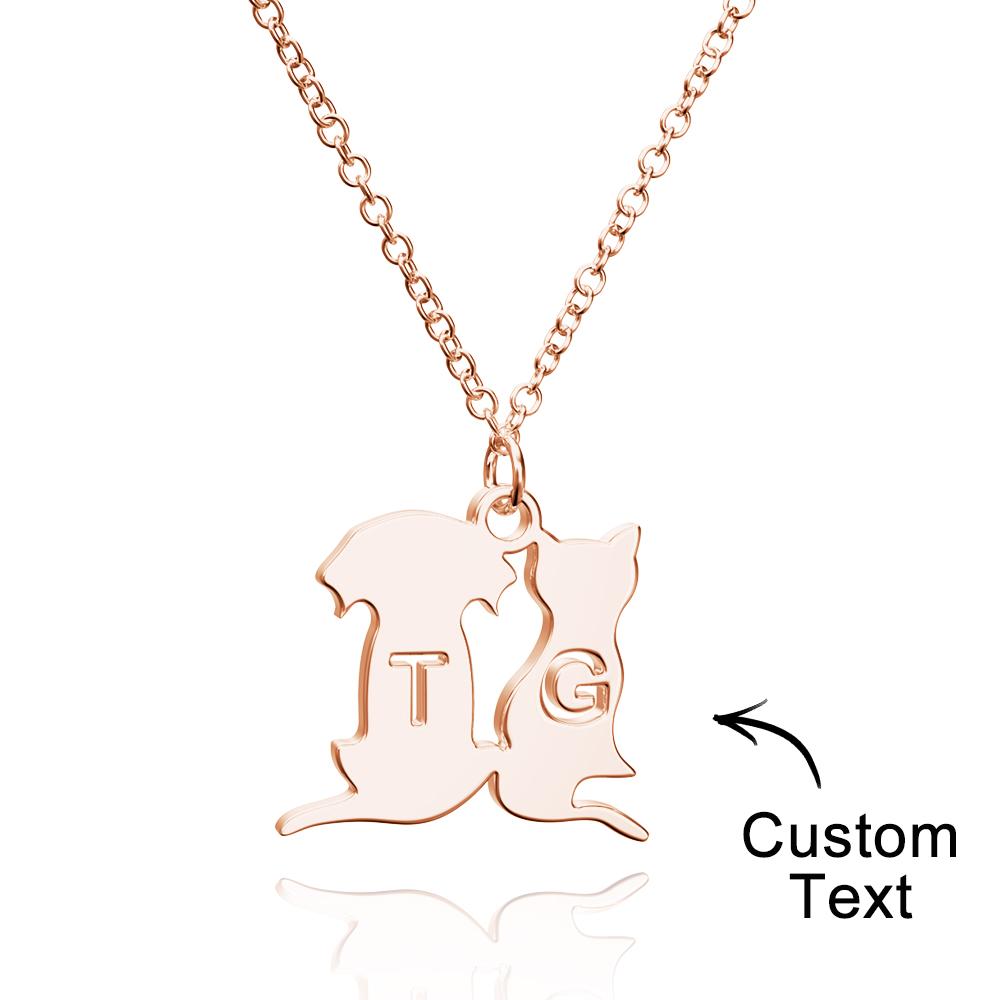 Personalised Family Animal Necklace Custom Engraved Initial Dog and Cat Necklace for Women - soufeeluk