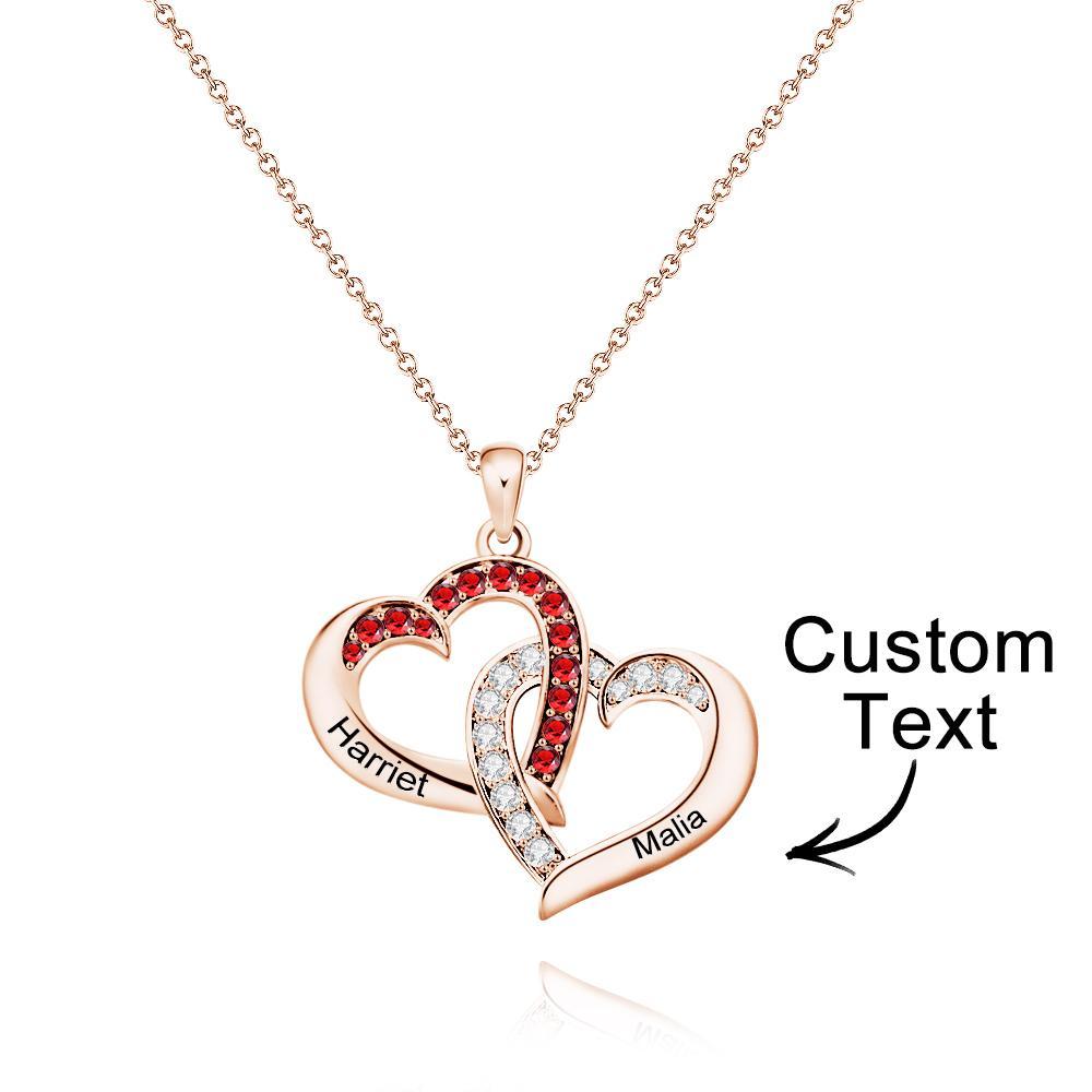 Custom Engraved Necklace Interlocked Heart Design Gifts - soufeeluk