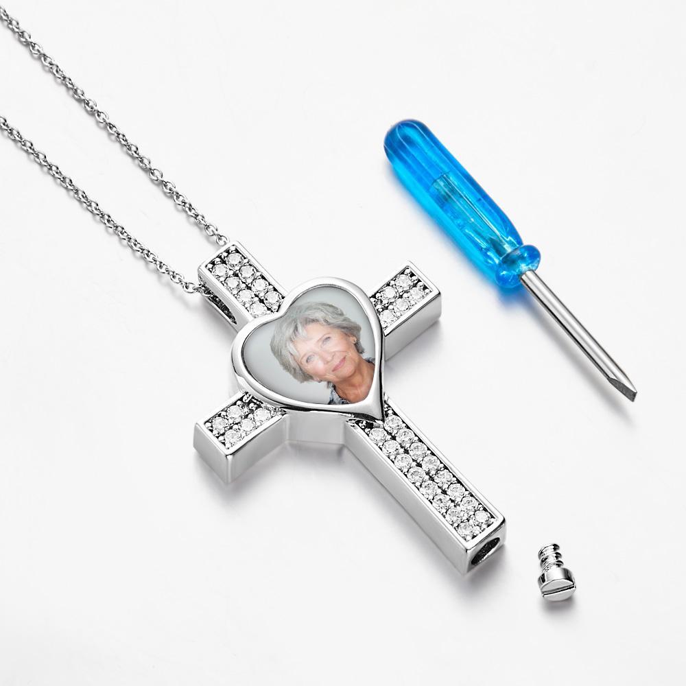 Personalised Hip Pop Necklace for Ashes of loved one with Memorial Photo and Text - soufeeluk