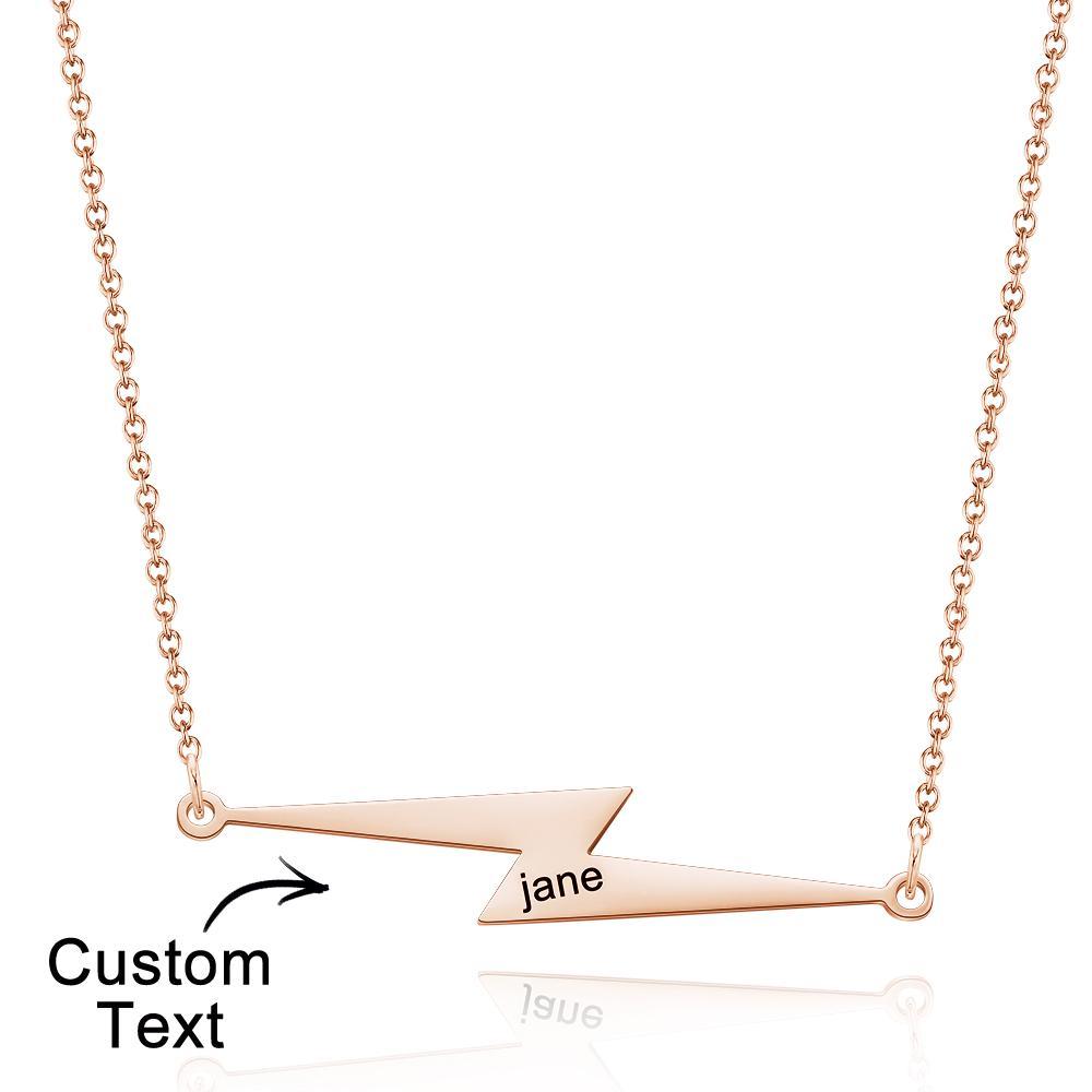 Custom Engraved Necklace Lightning Shaped Versatile Necklace Gift for Her - soufeeluk