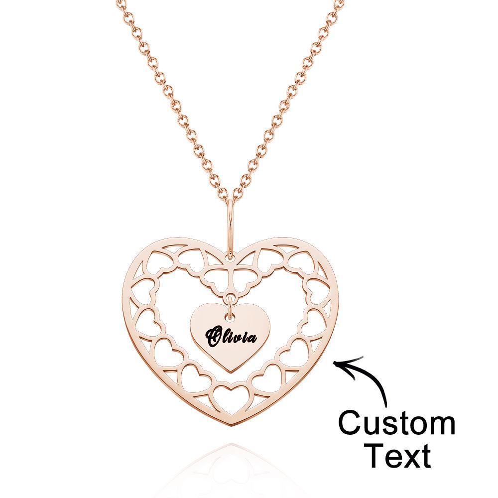 Custom Engraved Necklace Heart Necklace Gift for Her - soufeeluk