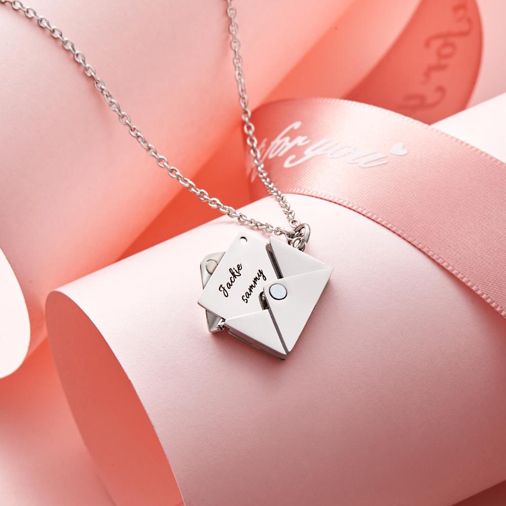 Custom Engraved Necklace Envelope Letter Secret Message Creative Gifts - soufeeluk