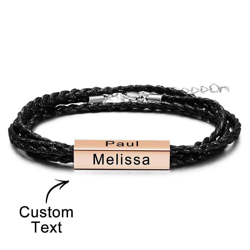 Custom Engraved Bracelet Around Engraved Weave Gifts for Man - soufeeluk