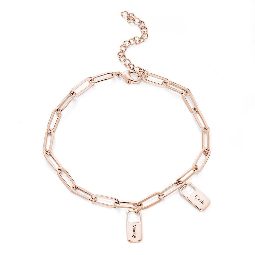 Rory Chain Link Bracelet with 1-6 Charms Custom Family Names Bracelet - soufeeluk