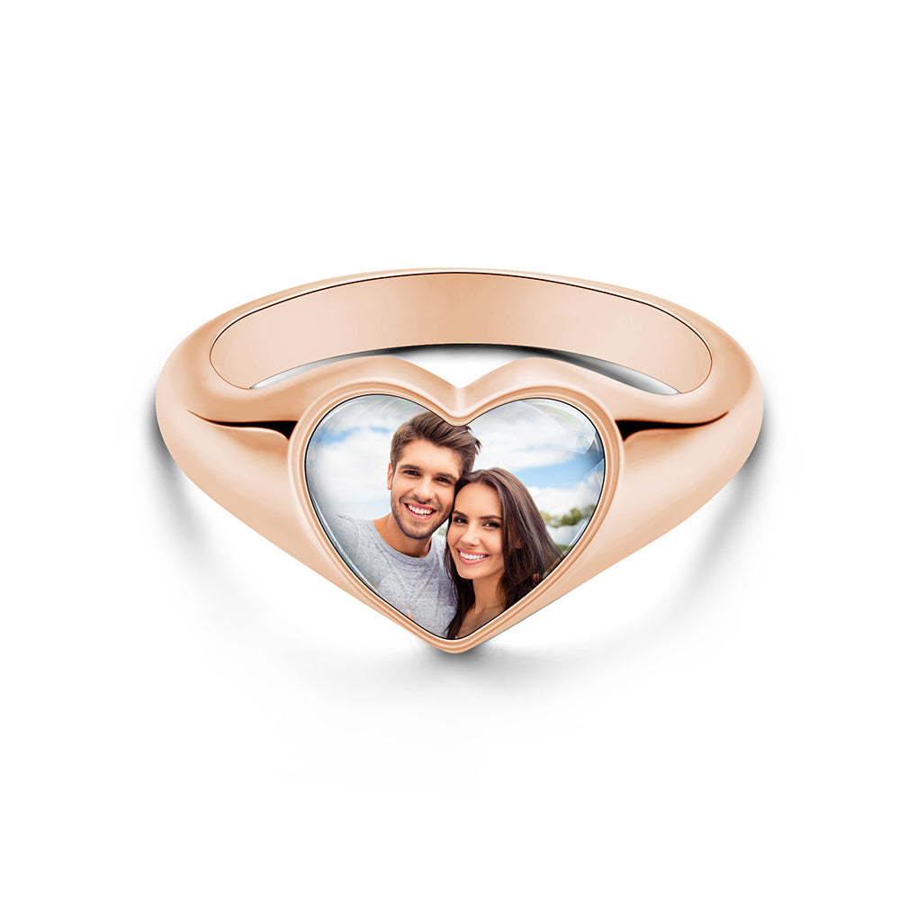 Heart-shaped Photo Ring personalised Women's Jewelry Mother's Day Gifts - soufeeluk