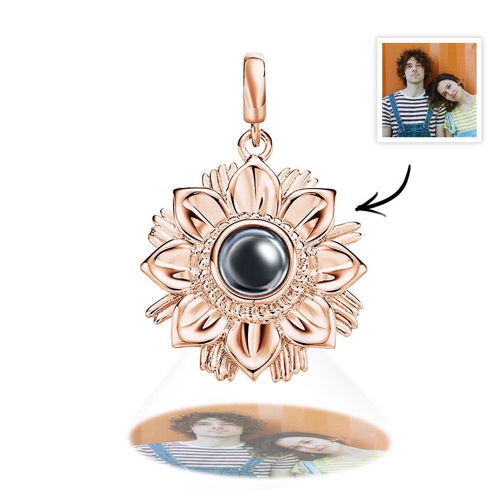 Projection Sunflower Personalised Photo Pendant Dangle Charm Personalize Your Wonderful Moment with Your Lover - soufeeluk