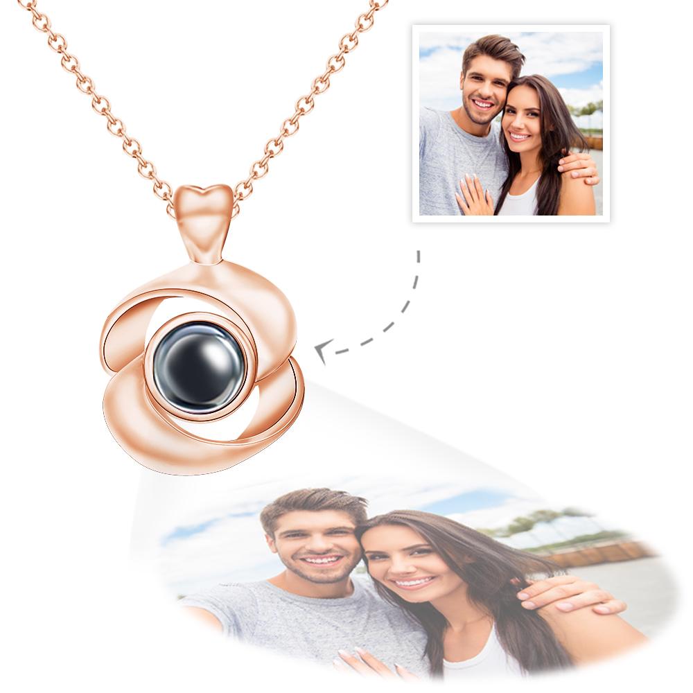 Custom Photo Projection Necklace Rose Photo Pendant Necklace Valentine's Day Gift - soufeeluk