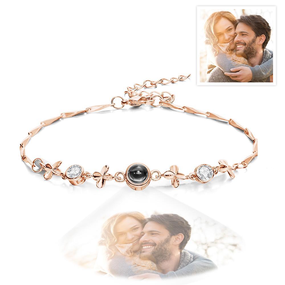 Custom Photo Projection Bracelet Four-leaf Clover Projection Bracelet Gift for Women - soufeeluk