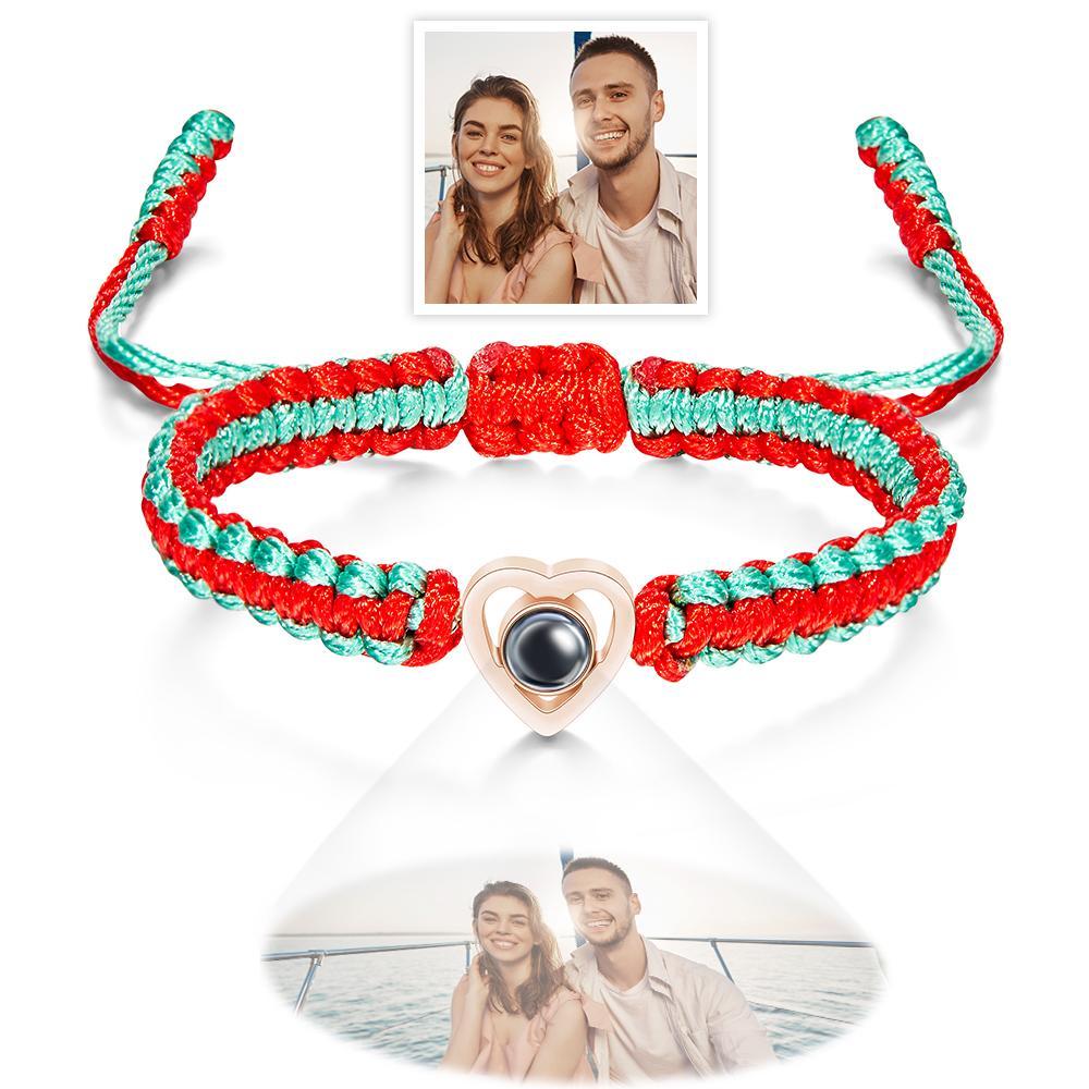Custom Projection Photo Bracelet Weave Heart-shaped Commemorate Gifts - soufeeluk
